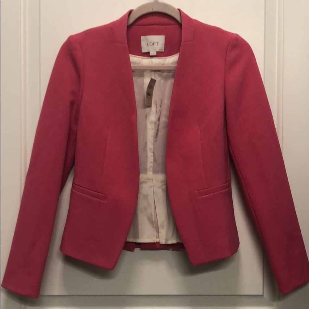 Loft Pink Pleated Work Casual Blazer 0P - Picture 2 of 5